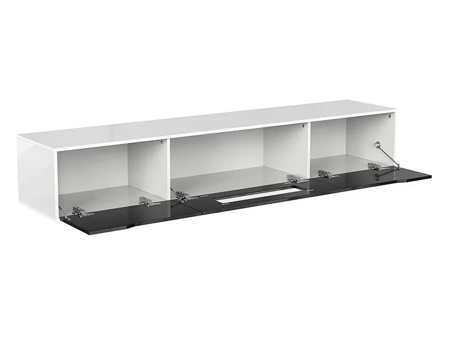 Móvel De Tv*ModernLuxe Móvel de TV de 180 cm com luz LED que muda de cor - 3 compartimentos grandes - Preto