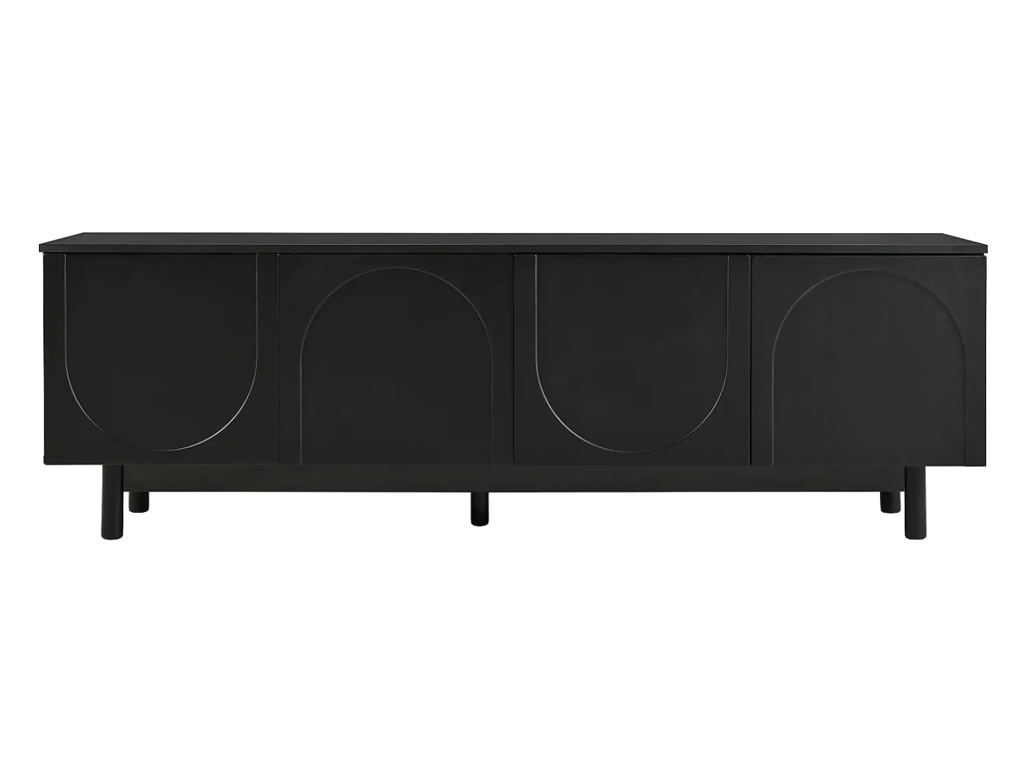 Móvel de TV de 175 cm, Móvel de TV com 4 portas sem puxadores e prateleiras ajustáveis, Preto
