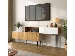Móvel De Tv*Merax Móvel de TV de comprimento ajustável - 220 x 30 x 63,4 cm - modular em 2 partes - MDF - natural Natural claro