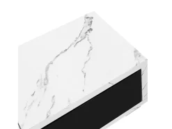 Móvel De Tv*ModernLuxe Móvel de TV de comprimento ajustável (140-260 cm) - 3 portas retráteis - aspeto de mármore branco - e Branco Preto