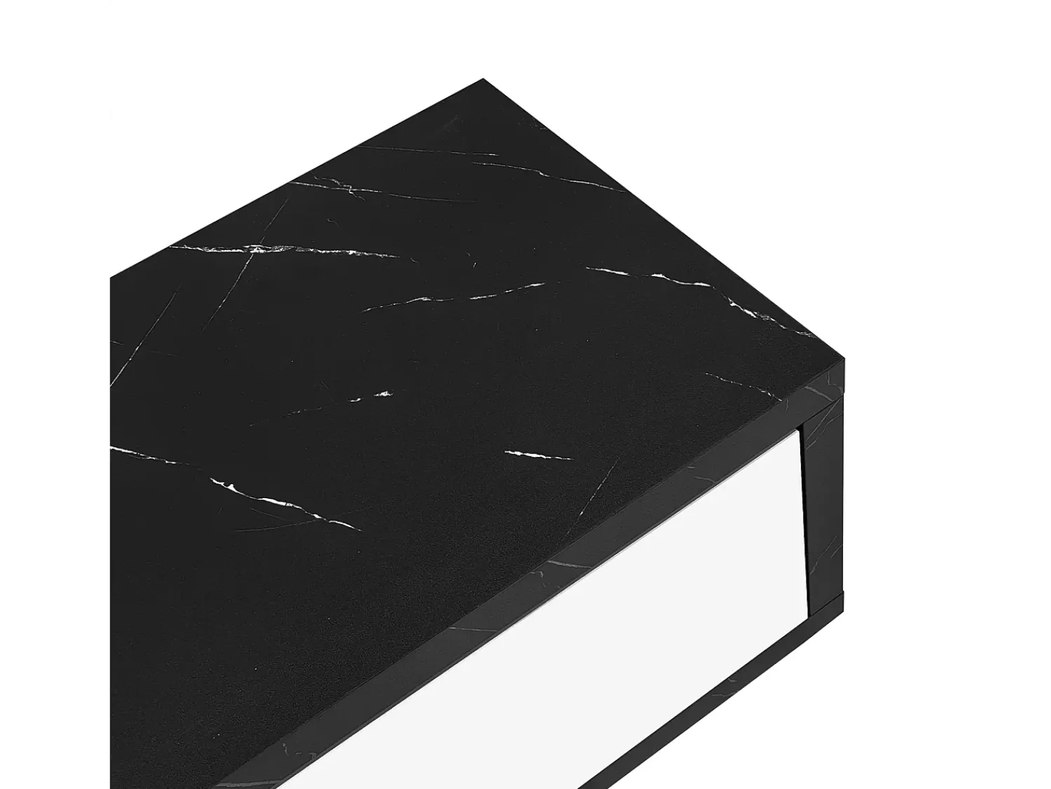 Móvel De Tv|ModernLuxe Móvel de TV de comprimento ajustável (140-260 cm) - 3 portas retráteis - aspeto de mármore preto - e Preto Branco