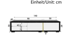 Móvel De Tv|ModernLuxe Móvel de TV de comprimento ajustável (140-260 cm) - 3 portas retráteis - aspeto de mármore preto - e Preto Branco