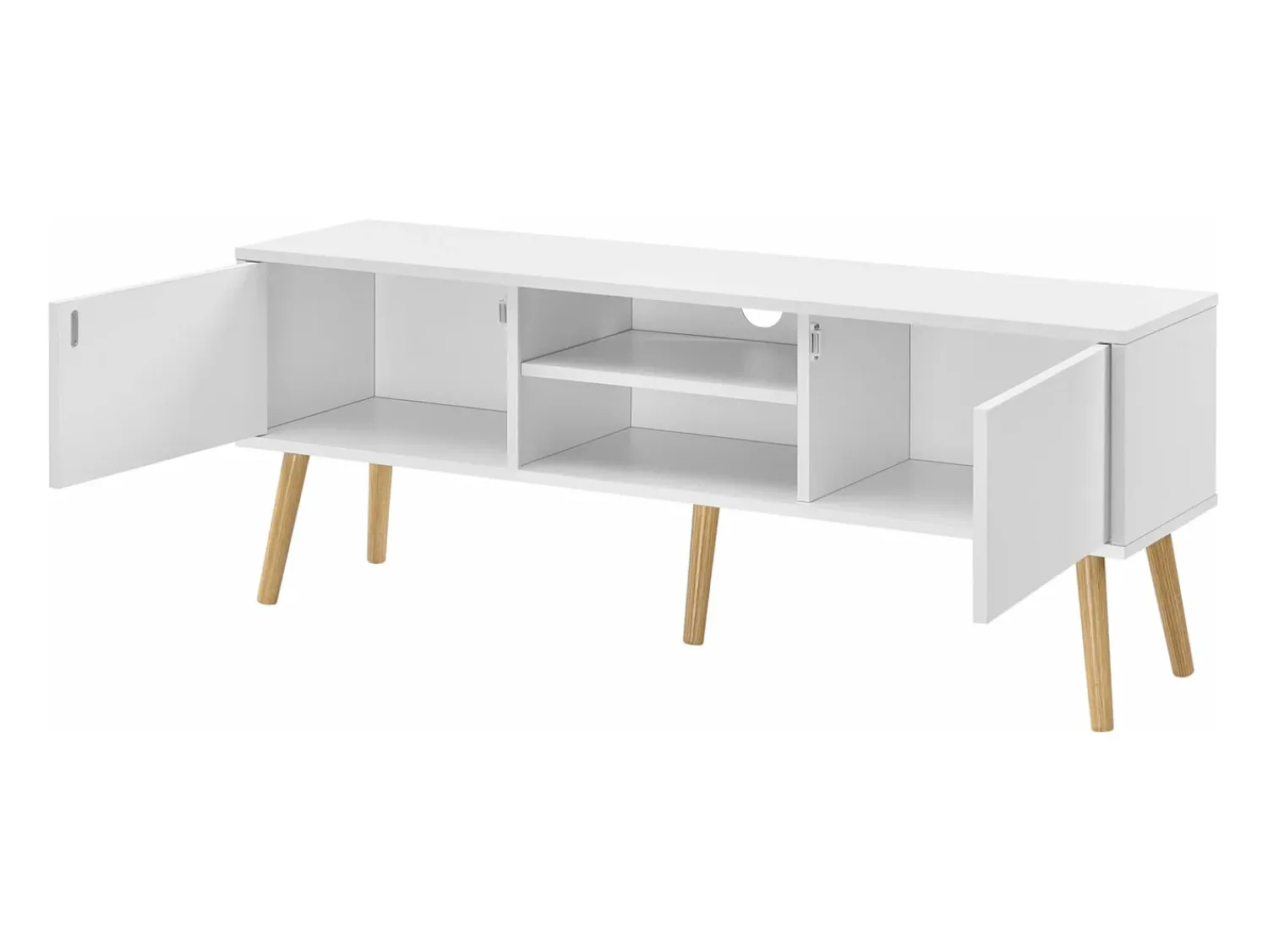 Móvel De Tv*Mobikasa Móvel de TV de design com banco PVC 120 cm branco com efeito carvalho 03_0005861 Bege