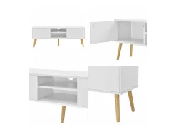 Móvel De Tv*Mobikasa Móvel de TV de design com banco PVC 120 cm branco com efeito carvalho 03_0005861 Bege