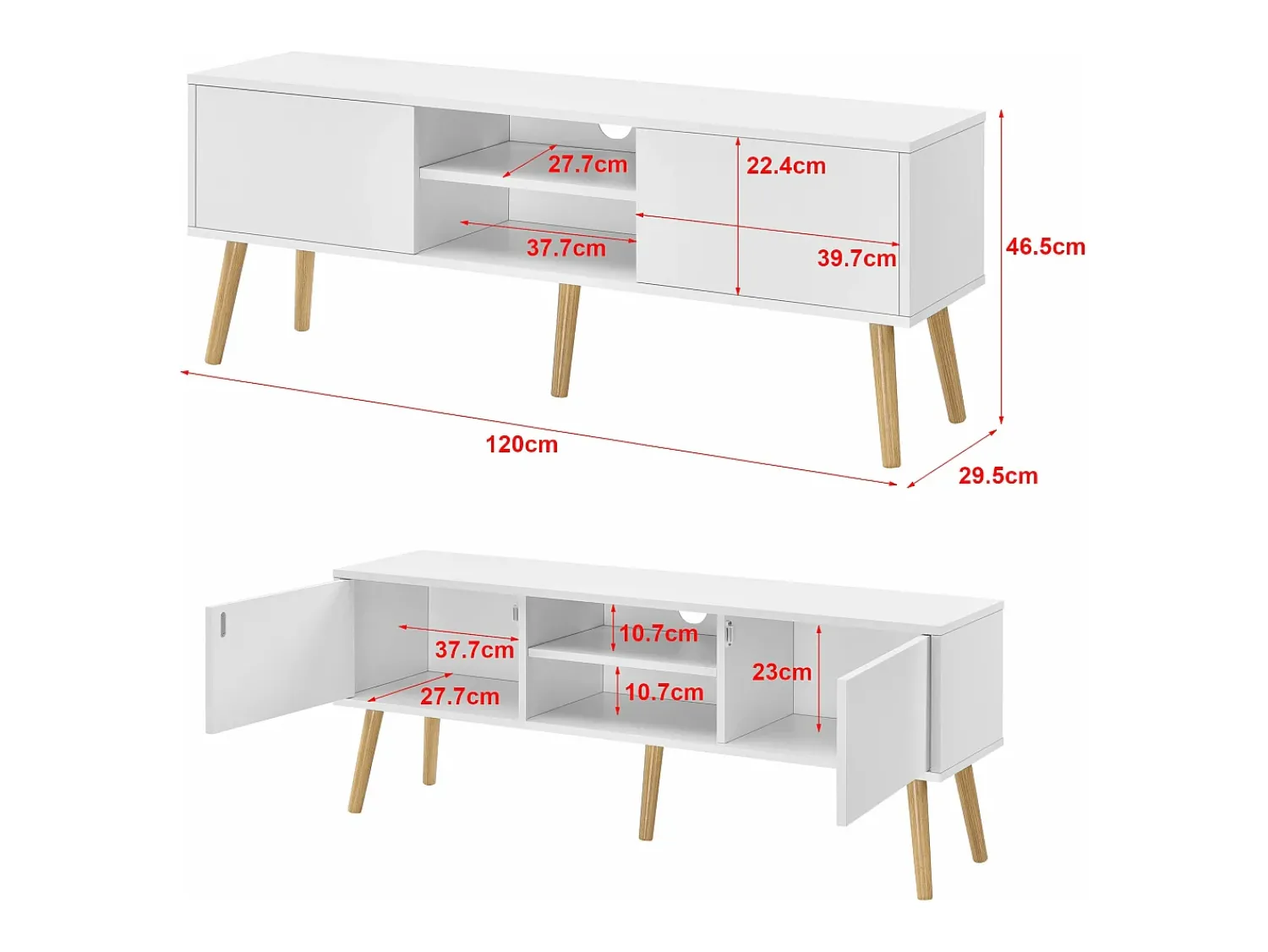 Móvel De Tv*Mobikasa Móvel de TV de design com banco PVC 120 cm branco com efeito carvalho 03_0005861 Bege