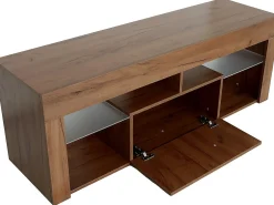 Móvel De Tv|Habitat et jardin Móvel de TV de design em madeira "Hugo" com nichos abertos e prateleiras de vidro - Marrom 140 x 40 x 50 cm Castanho