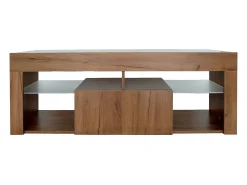 Móvel De Tv|Habitat et jardin Móvel de TV de design em madeira "Hugo" com nichos abertos e prateleiras de vidro - Marrom 140 x 40 x 50 cm Castanho