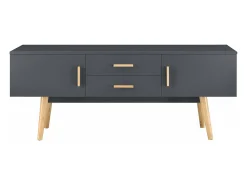 Móvel De Tv*Mobikasa Móvel de TV de design exclusivo com banco e pés de madeira 140 cm cinza escuro 03_0005869 Castanho