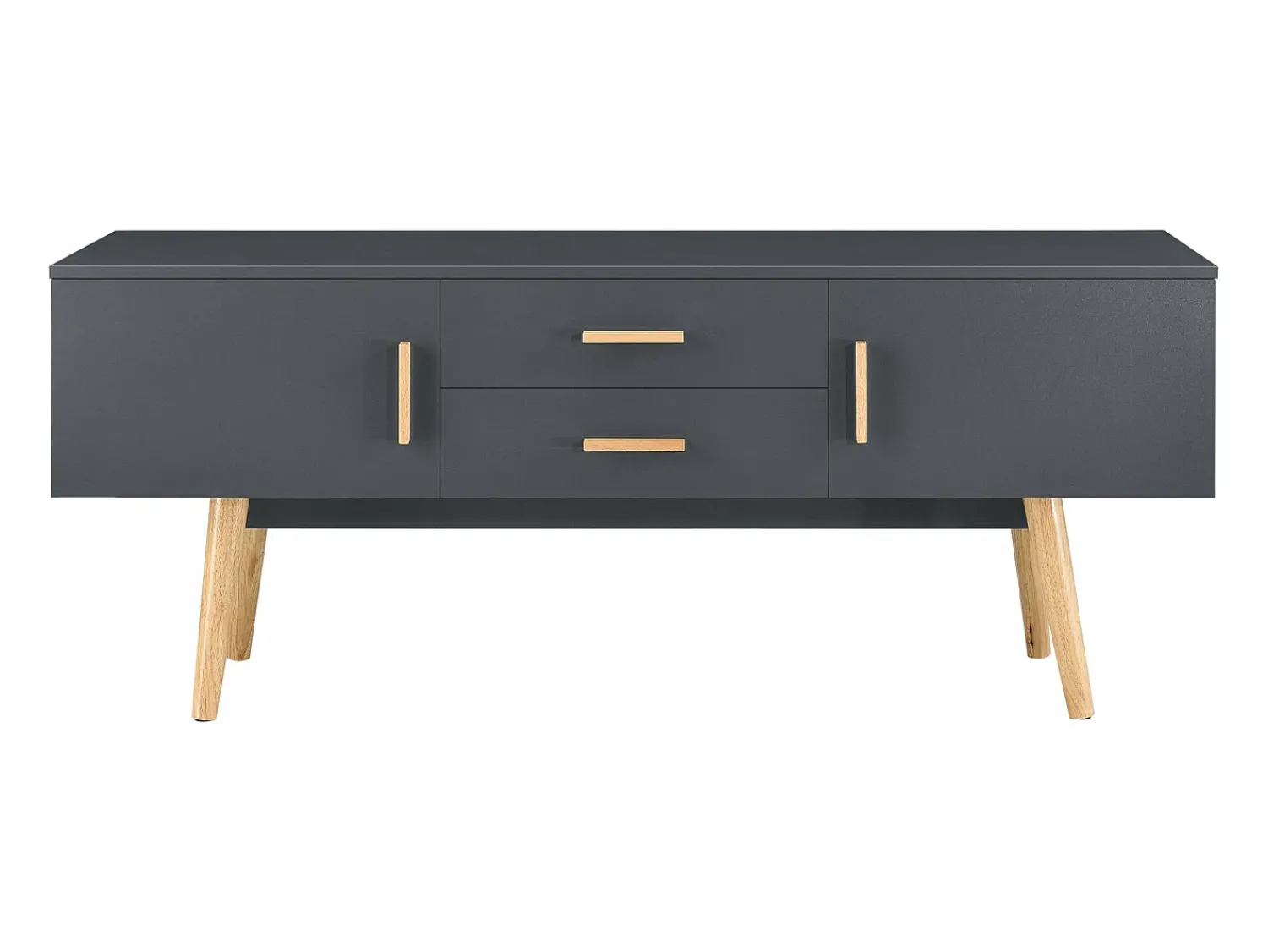 Móvel De Tv*Mobikasa Móvel de TV de design exclusivo com banco e pés de madeira 140 cm cinza escuro 03_0005869 Castanho