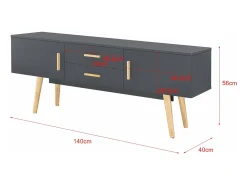 Móvel De Tv*Mobikasa Móvel de TV de design exclusivo com banco e pés de madeira 140 cm cinza escuro 03_0005869 Castanho