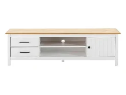 Móvel de TV de madeira branca com duas gavetas 158x40 cm^ Móvel De Tv