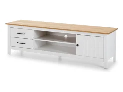 Móvel de TV de madeira branca com duas gavetas 158x40 cm^ Móvel De Tv