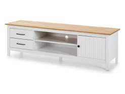 Móvel de TV de madeira branca com duas gavetas 158x40 cm^ Móvel De Tv