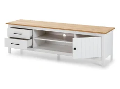 Móvel de TV de madeira branca com duas gavetas 158x40 cm^ Móvel De Tv