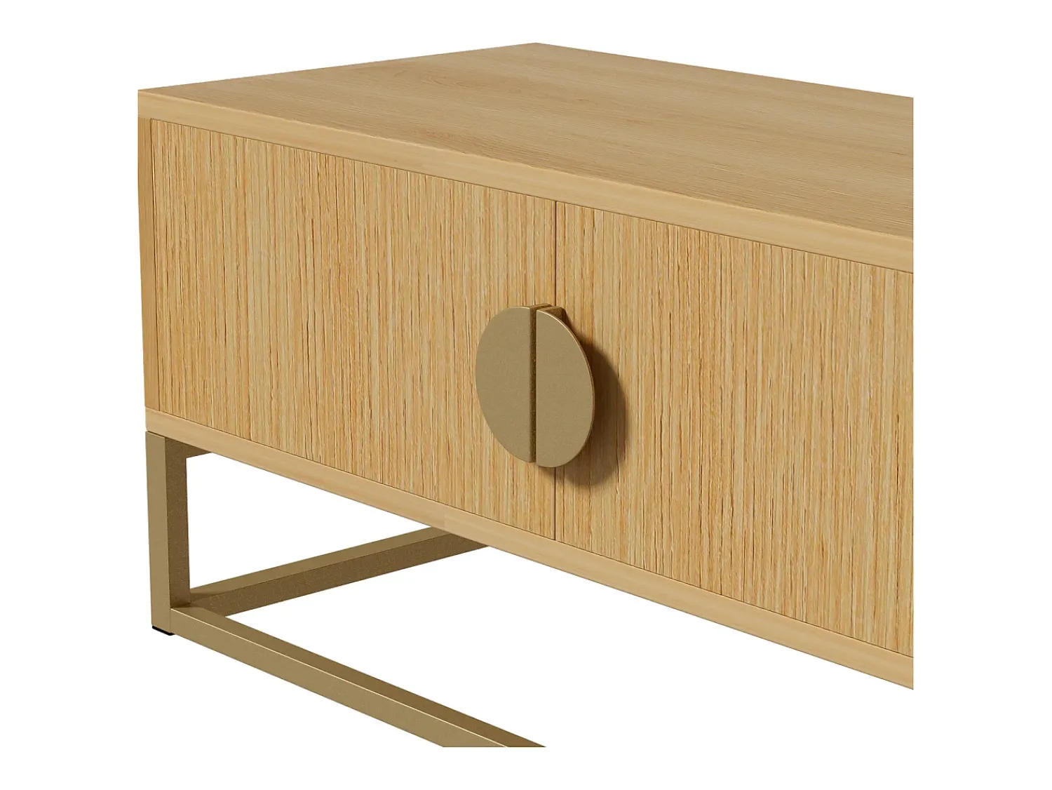 Outlet Móvel de TV de madeira com 4 portas, puxadores semicirculares, unidade de armazenamento moderna para sala de estar Natural claro