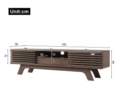 Móvel De Tv* Móvel de TV de madeira, suporte de TV com uma gaveta e duas portas, aparador baixo para sala de estar, 150 x 35 x 44 cm Natural escuro