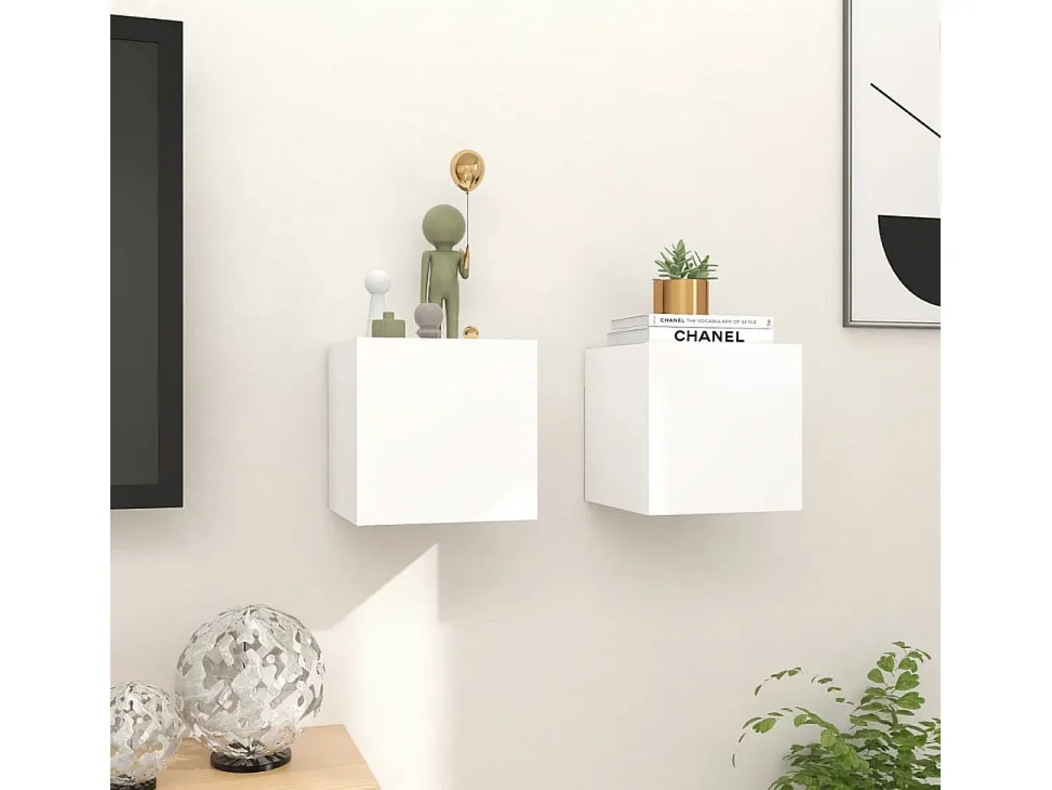 Best Móvel de TV de parede 2 pcs 30,5x30x30 cm PT132117 Branco