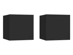 Móvel De Tv| Móvel de TV de parede 2 pcs 30,5x30x30 cm PT903654 Preto