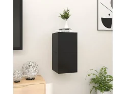 Móvel De Tv| Móvel de TV de parede 2 pcs 30,5x30x30 cm PT903654 Preto
