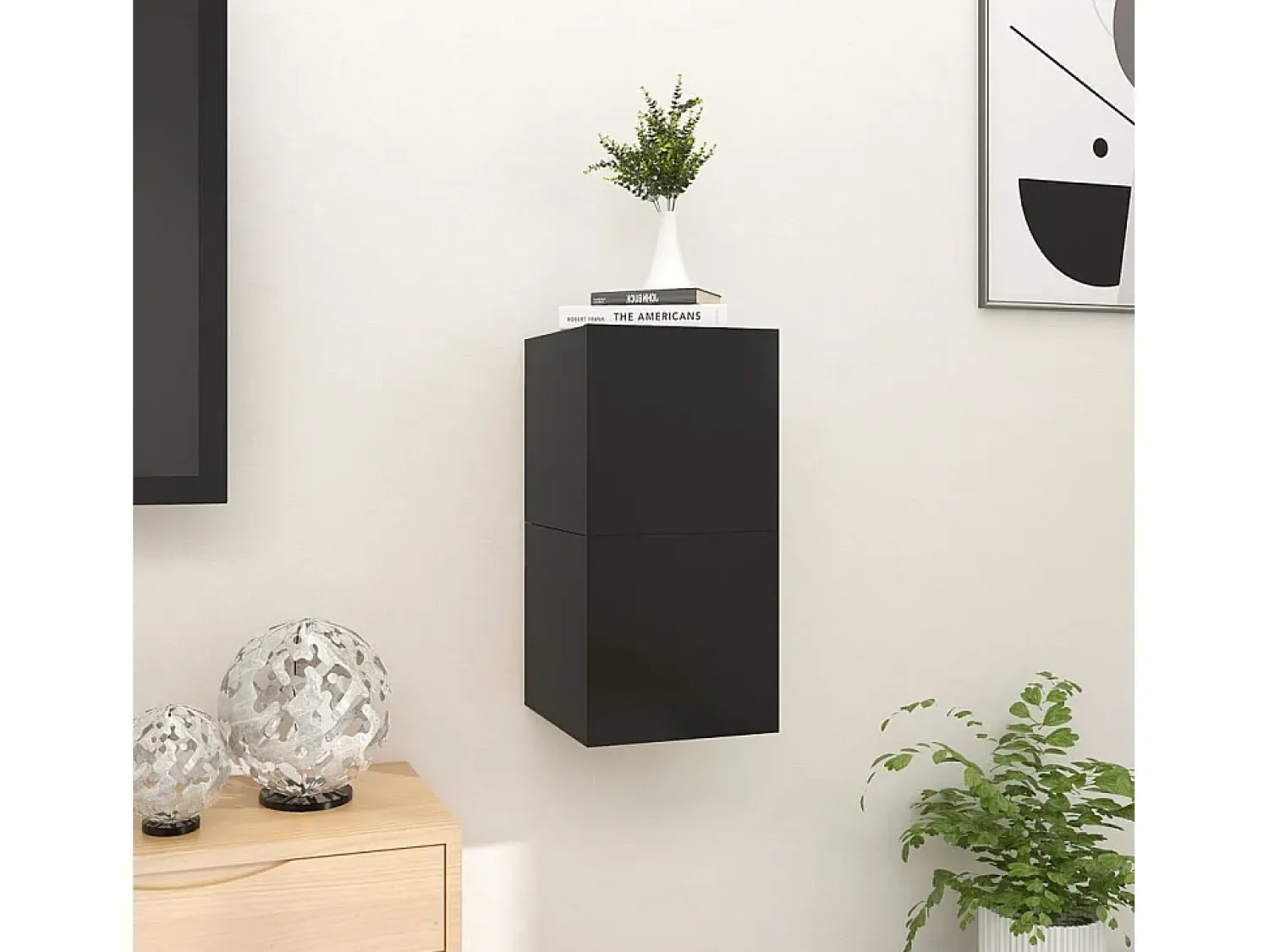 Móvel De Tv| Móvel de TV de parede 2 pcs 30,5x30x30 cm PT903654 Preto