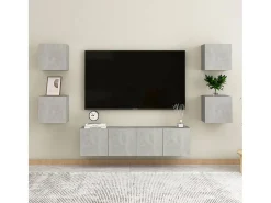Móvel De Tv* Móvel de TV de parede 4 pcs 30,5x30x30 cm cimento PT196113 Cinzento