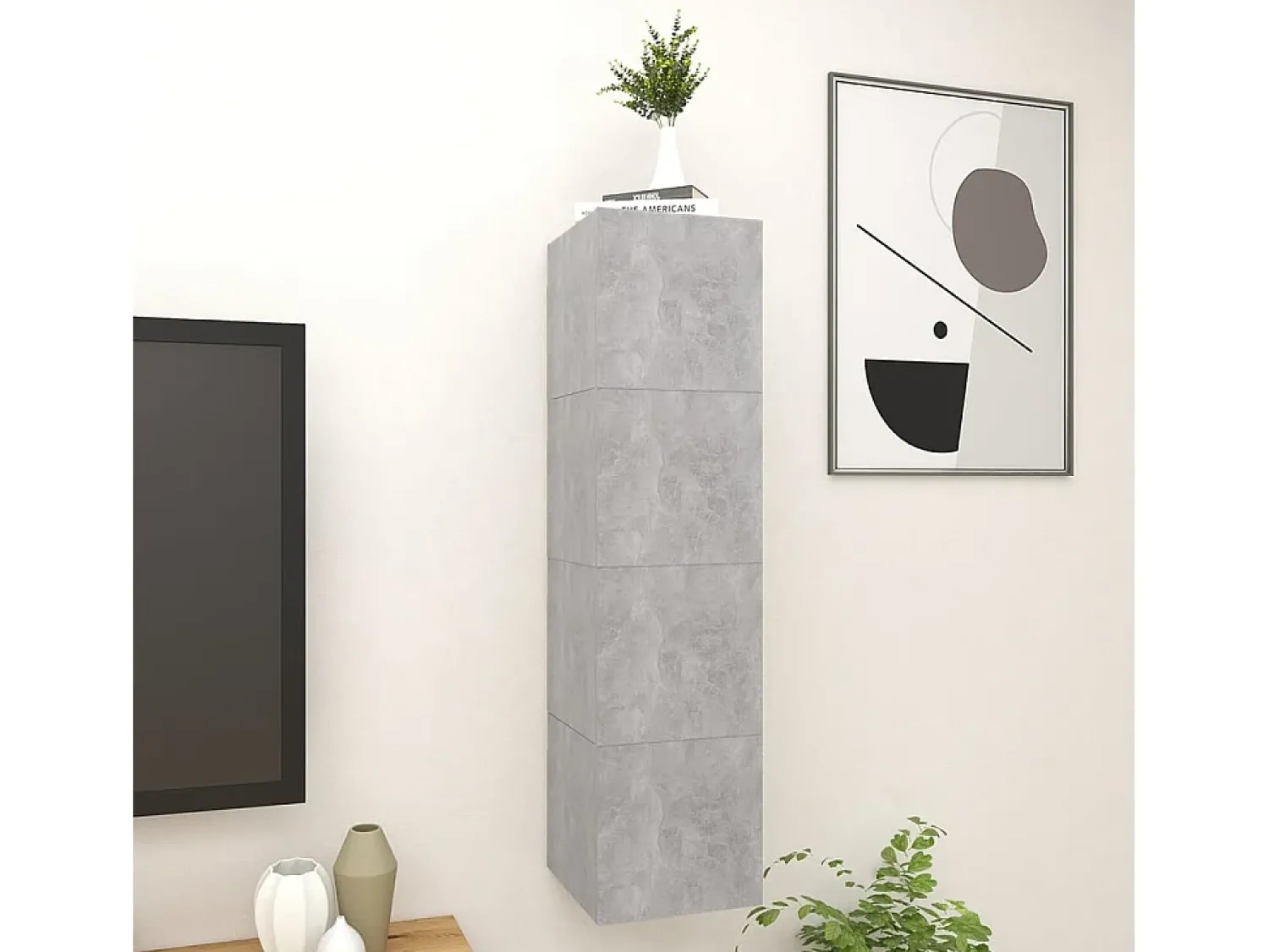 Móvel De Tv* Móvel de TV de parede 4 pcs 30,5x30x30 cm cimento PT196113 Cinzento