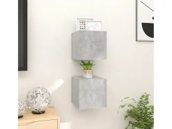 Móvel De Tv| Móvel de TV de parede 2 pcs 30,5x30x30 cm cimento PT126137 Cinzento