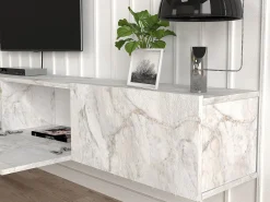 Móvel De Tv*Vente-unique Móvel de TV de parede com 3 portas - Efeito mármore - VIKILA Branco