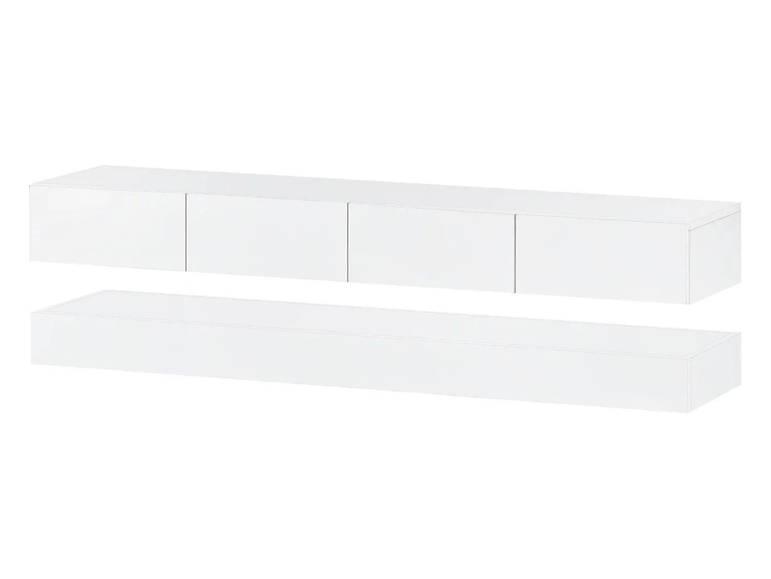 Móvel De Tv|Hauss Spole Móvel de TV de parede em MDF com iluminação LED e 4 gavetas - Acabamento em brilhante Branco