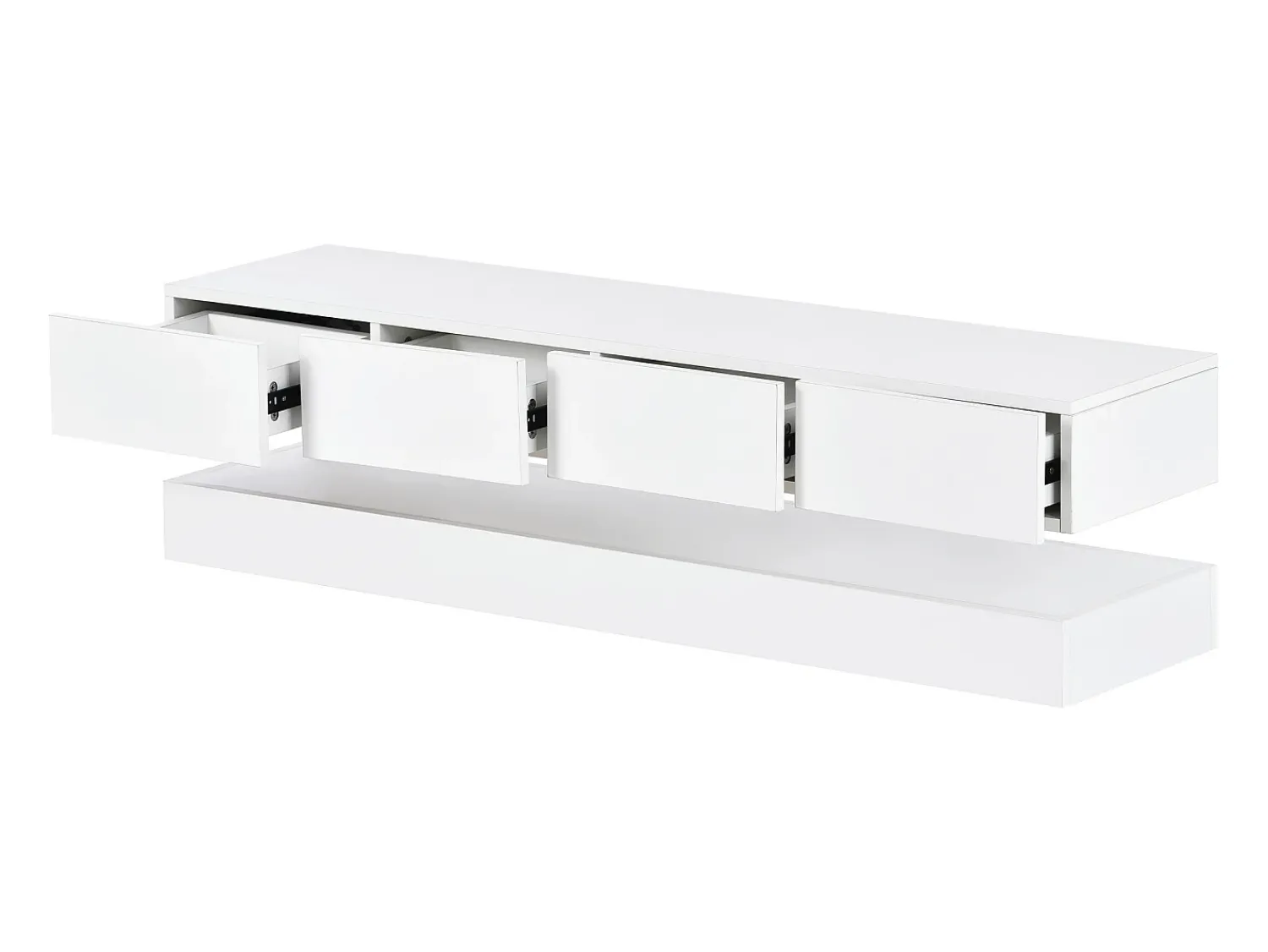Móvel De Tv|Hauss Spole Móvel de TV de parede em MDF com iluminação LED e 4 gavetas - Acabamento em brilhante Branco