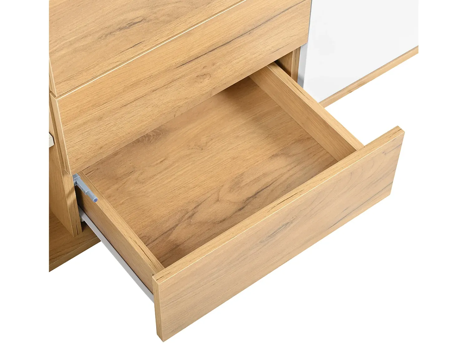 Outlet Móvel de TV de parede para sala de estar, unidade de armazenamento com vários espaços, mesa de TV com 3 gavetas, Branco