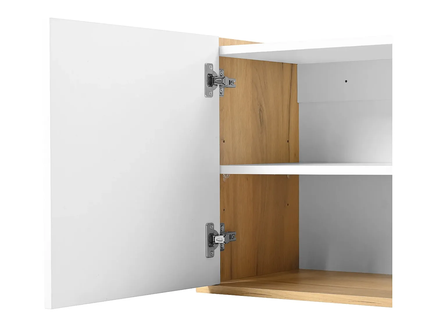 Outlet Móvel de TV de parede para sala de estar, unidade de armazenamento com vários espaços, mesa de TV com 3 gavetas, Branco