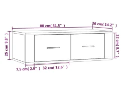 Clearance Helloshop26 Móvel de TV de parede Sonoma 80 x 36 x 25 cm madeira industrializada cinza 02_0024291 Castanho
