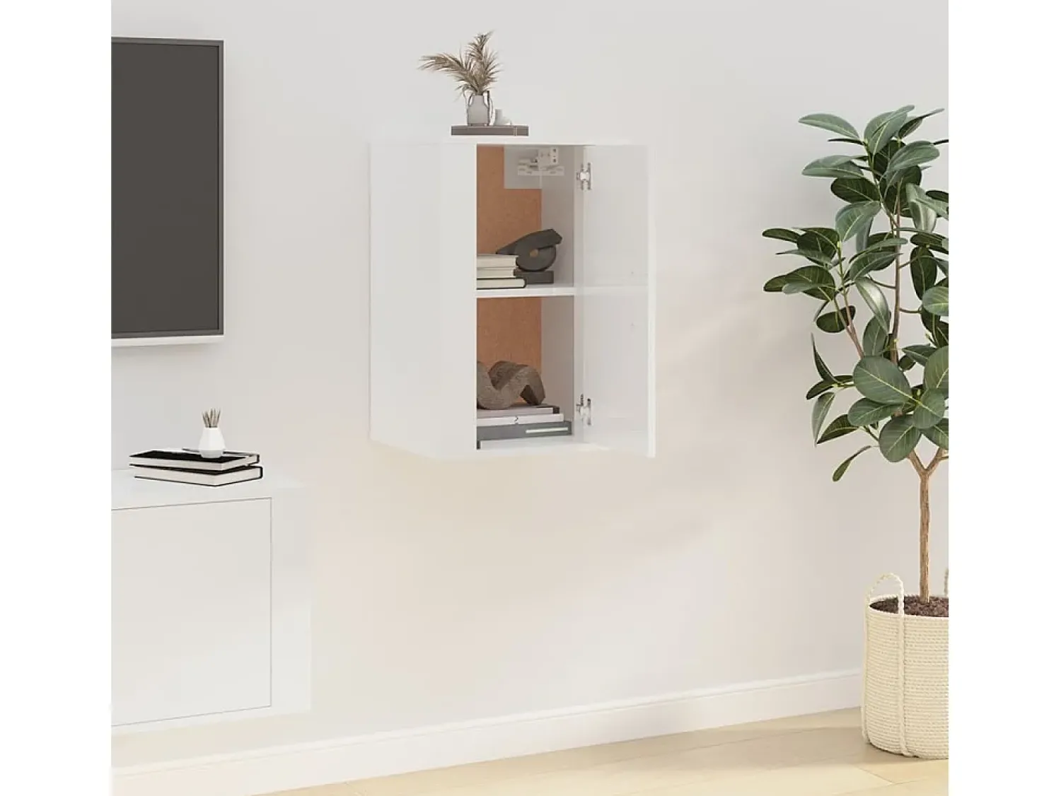 Móvel De Tv| Móvel de TV de parede 40x34,5x60 cm brilhante PT703879 Branco