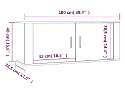 vidaxl Móvel de TV de parede 100x34,5x40 cm carvalho fumado^ Móvel De Tv