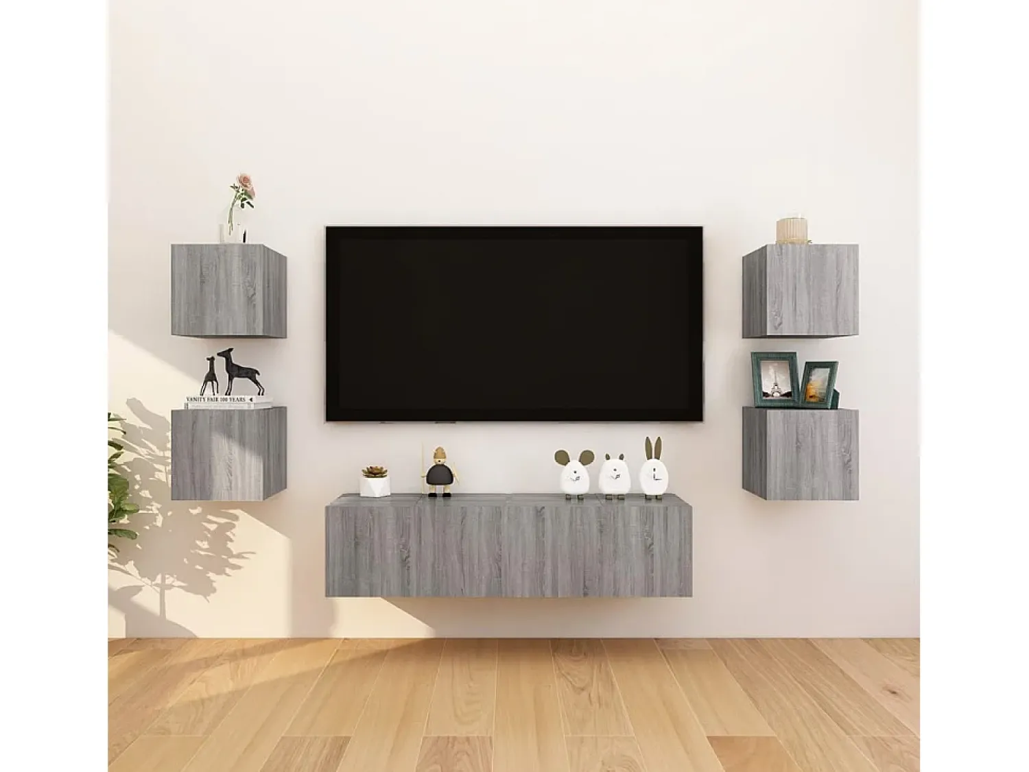 Móvel De Tv| Móvel de TV de parede 30,5x30x30 cm sonoma PT505108 Cinzento