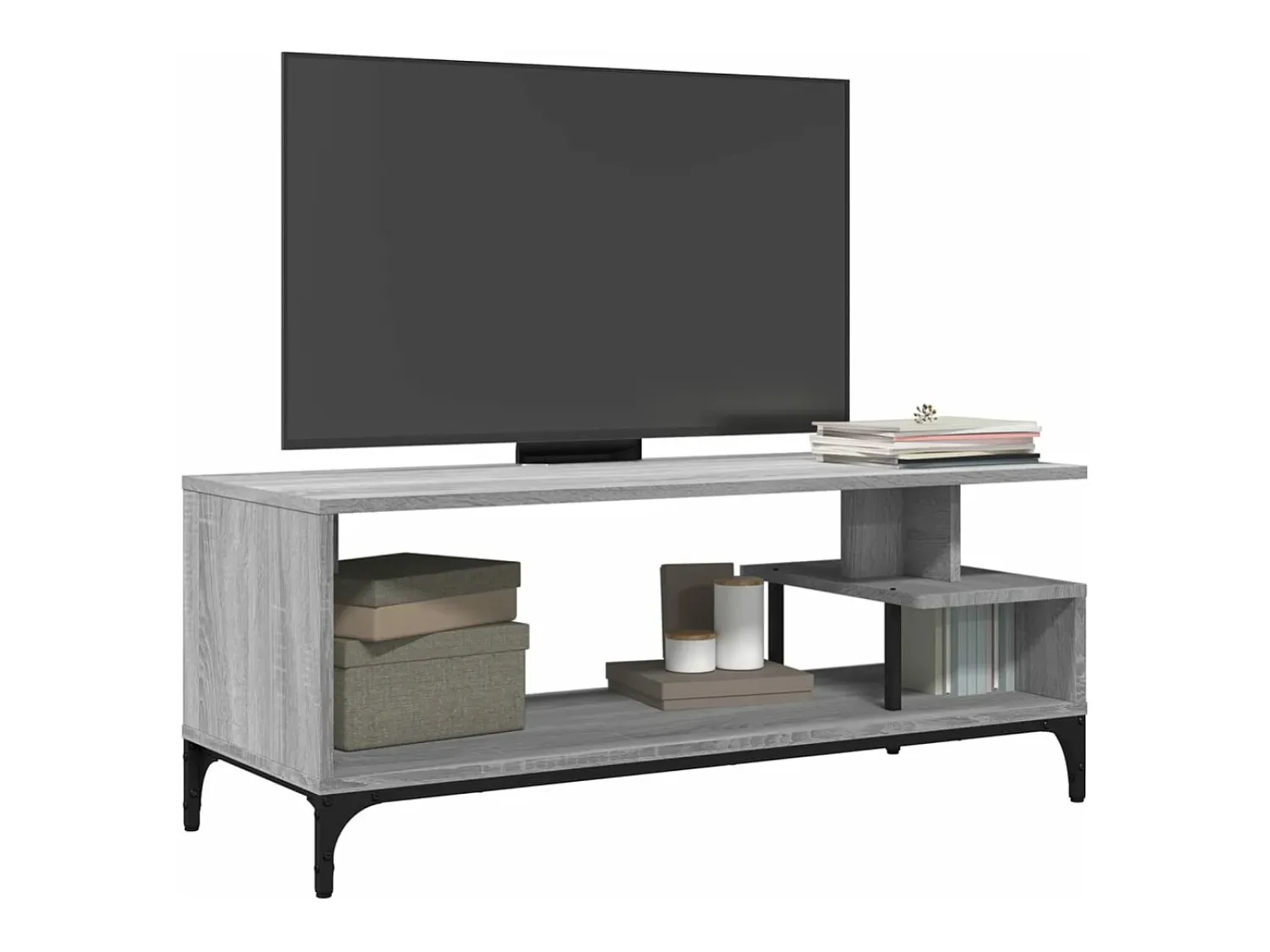 Móvel De Tv* Móvel de TV derivados madeira/aço revestido pó sonoma PT700167 Cinzento