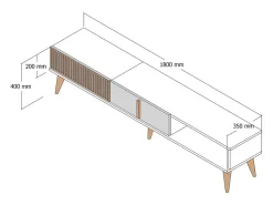 Móvel De Tv*Concept-Usine Móvel de TV Design Madeira e Antracite 180 cm NOLA Contemporâneo com Arrumação Castanho