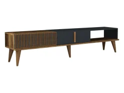 Móvel De Tv*Concept-Usine Móvel de TV Design Madeira e Antracite 180 cm NOLA Contemporâneo com Arrumação Castanho
