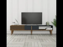 Móvel De Tv*Concept-Usine Móvel de TV Design Madeira e Antracite 180 cm NOLA Contemporâneo com Arrumação Castanho