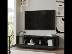 New Concept-Usine Móvel de TV Design 140cm MELI Moderno com Arrumação Preto