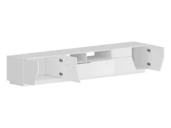 Móvel De Tv*Dmora Móvel de TV Dfagiol, Aparador baixo de sala com 4 portas, base de móvel de TV, 100% Fabricado na Itália, 260x43h46 cm, brilhante Branco