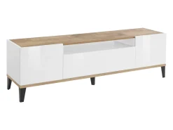 Móvel De Tv|Dmora Móvel de TV Dfigol, Aparador baixo de sala com 2 portas, base de móvel de TV, 100% Fabricado em Itália, 160x40h47 cm, brilhante e Bordo Branco
