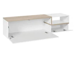 Móvel De Tv*Dmora Móvel de TV Dgal, Aparador baixo de sala com 2 portas, base de móvel de TV, 100% Fabricado na Itália, 160x40h46 cm, brilhante e bordo Branco