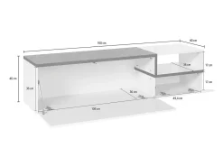Best Dmora Móvel de TV Dgal, Aparador baixo de sala com 2 portas, base de móvel de TV, 100% Fabricado em Itália, 160x40h46 cm, brilhante e ardósia Branco