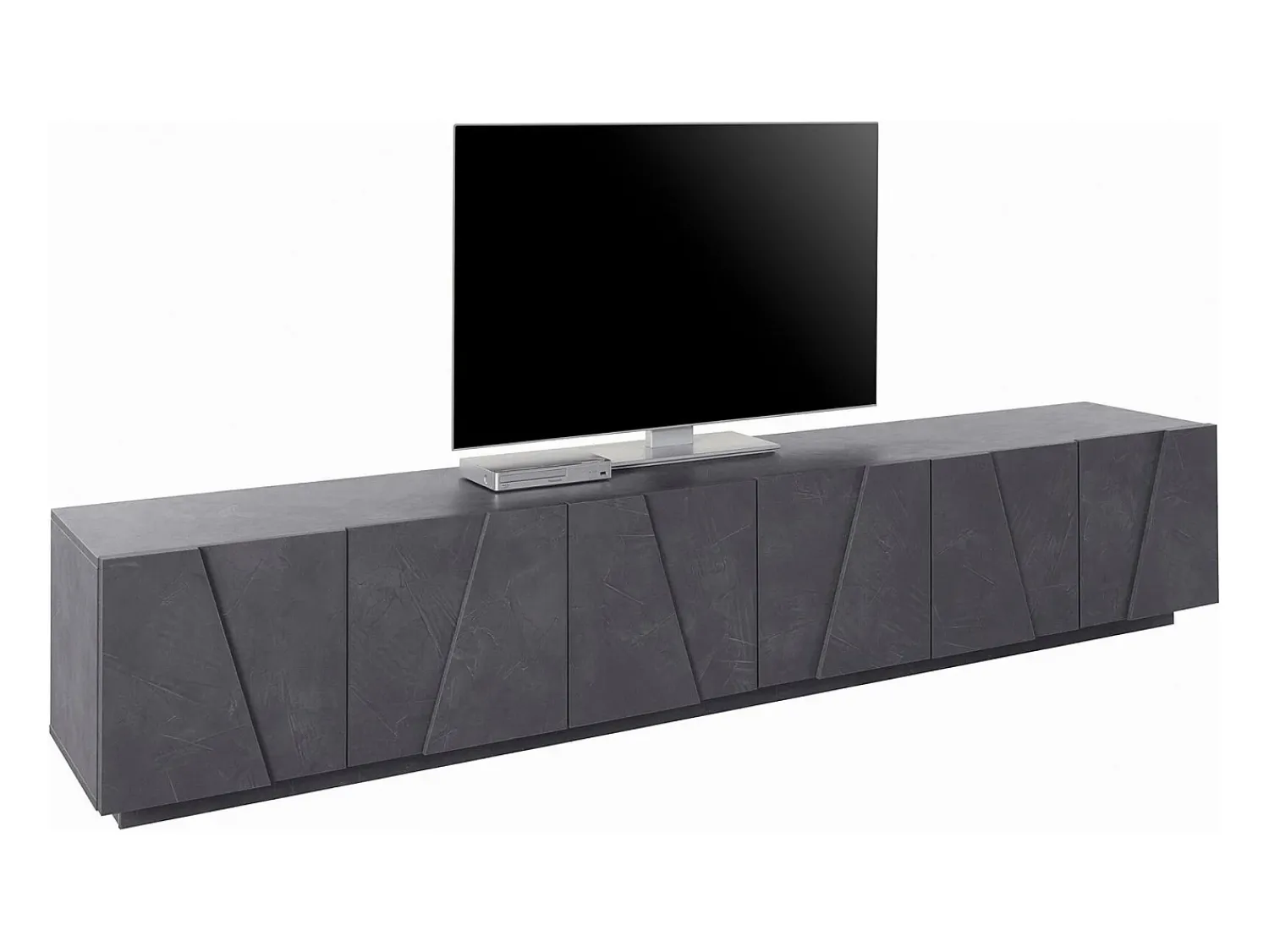 Dmora Móvel de TV Dgil, aparador baixo da sala, base de móvel de TV, 100% Fabricado na Itália, 244x44h46 cm, Ardósia^ Móvel De Tv