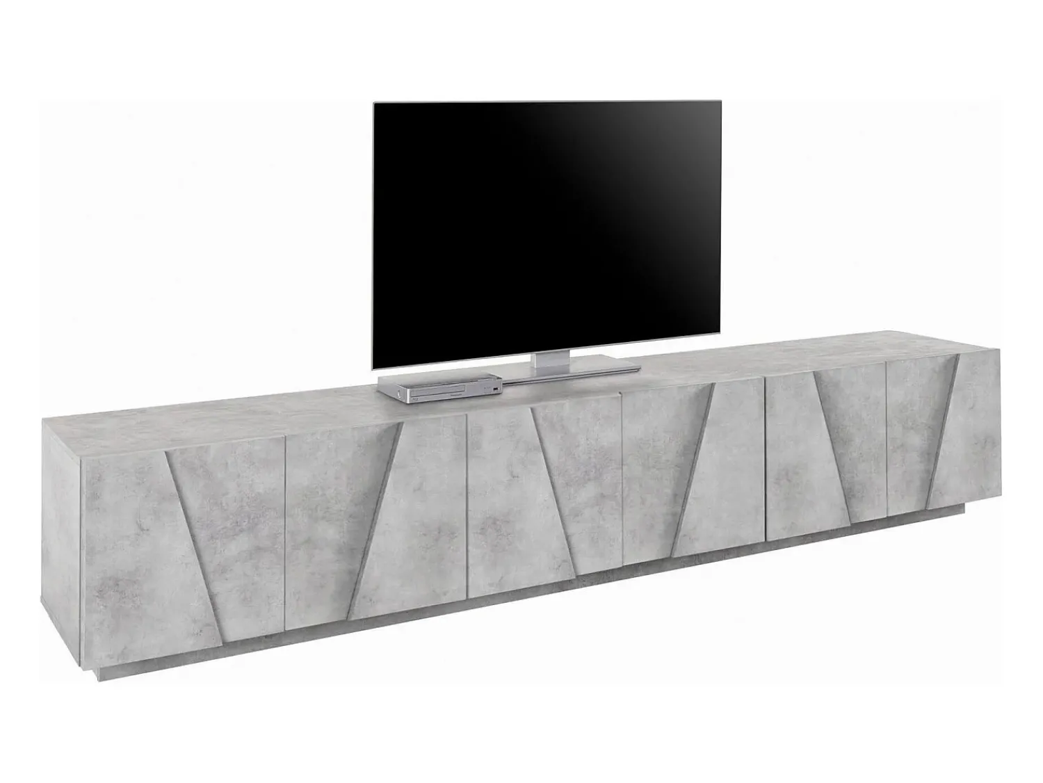 Dmora Móvel de TV Dgil, Aparador baixo da sala, Base de móvel de TV, 100% Fabricado na Itália, 244x44h46 cm, Cimento escuro^ Móvel De Tv