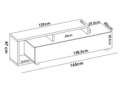 Móvel De Tv|Dmora Móvel de TV Dgodign, Aparador baixo da sala, Aparador da sala para televisão, 165x40h47 cm, Carvalho atado e antracite Castanho