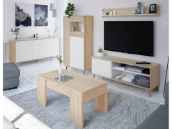 Móvel De Tv*Dmora Móvel de TV Dhuijse, Aparador para televisão da sala com 1 porta, Móvel de TV da sala, Aparador design, 135x40h50 cm, Carvalho Castanho