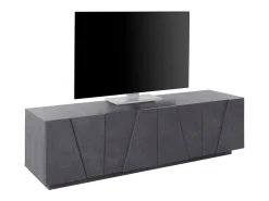 Clearance Dmora Móvel de TV Djungda, aparador baixo da sala, base de móvel de TV, 100% Fabricado na Itália, 162x44h46 cm, Cinza Ardósia Cinzento